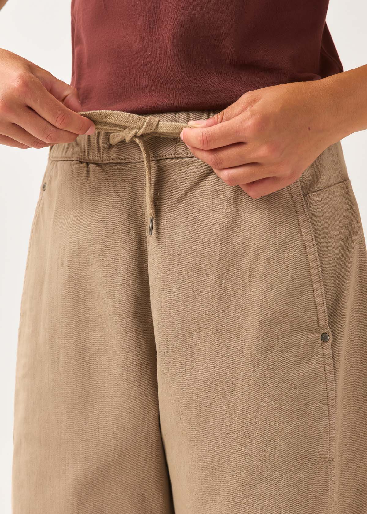 Women's Sandstone Barrel Pull On Pant front string detail