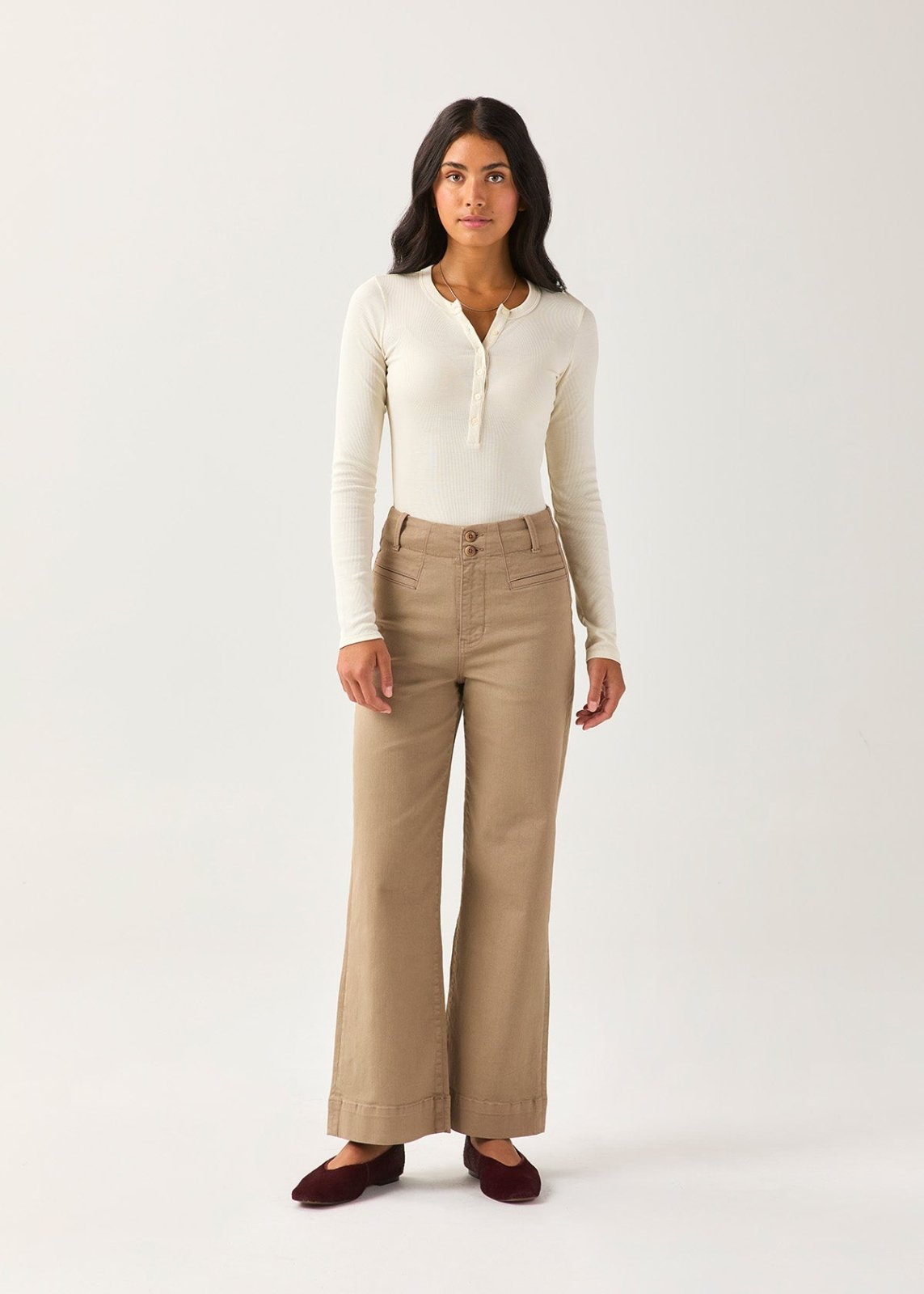 Women's Desert Tan High Rise Trouser front full body