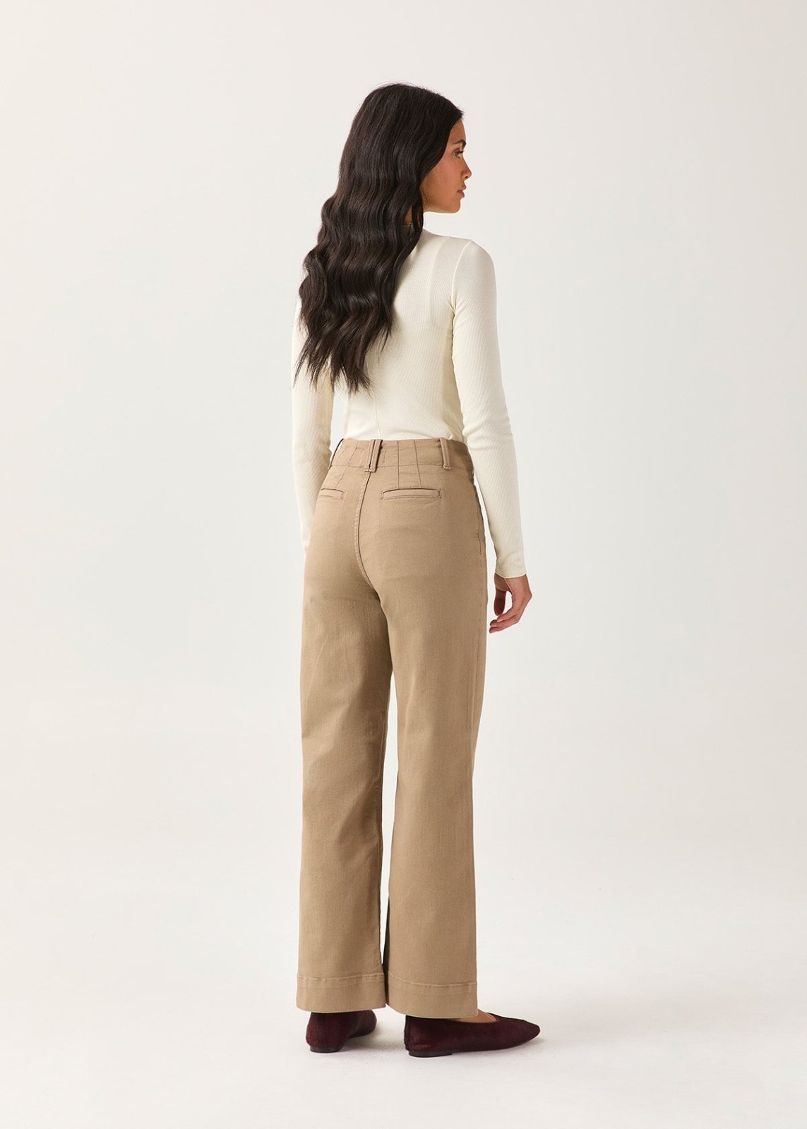 Women's Desert Tan High Rise Trouser back full body