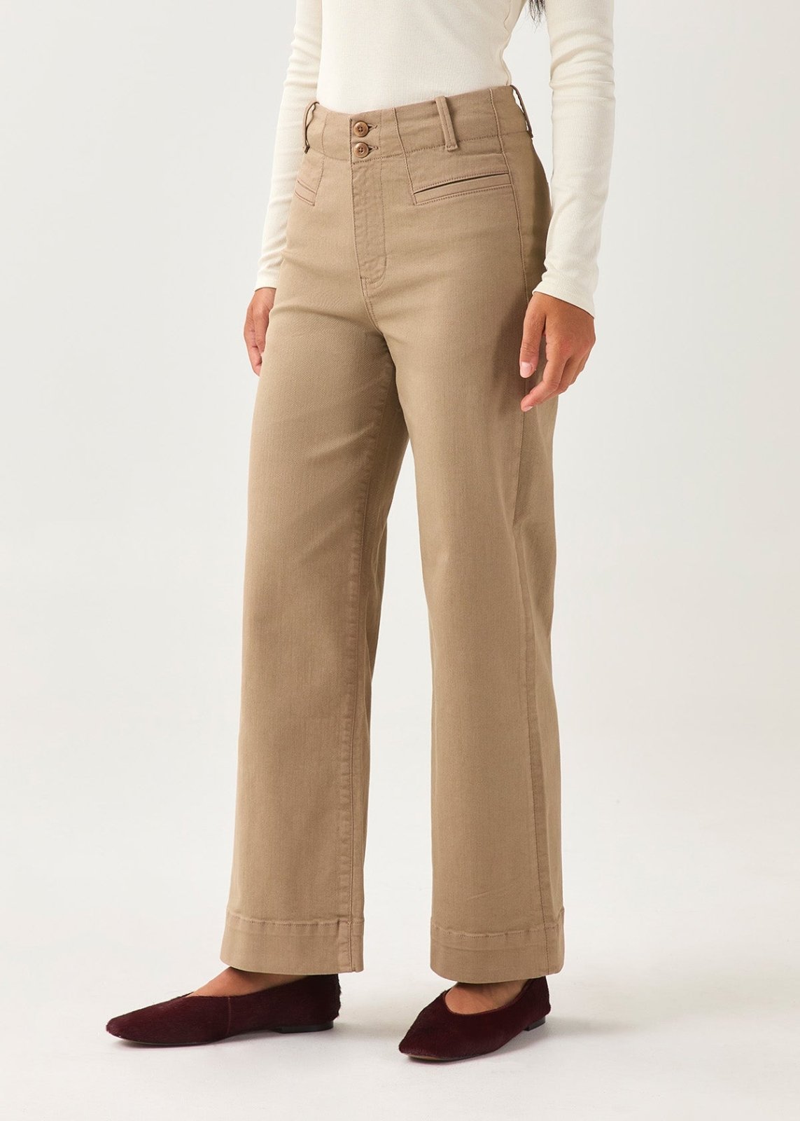 Women's Desert Tan High Rise Trouser side