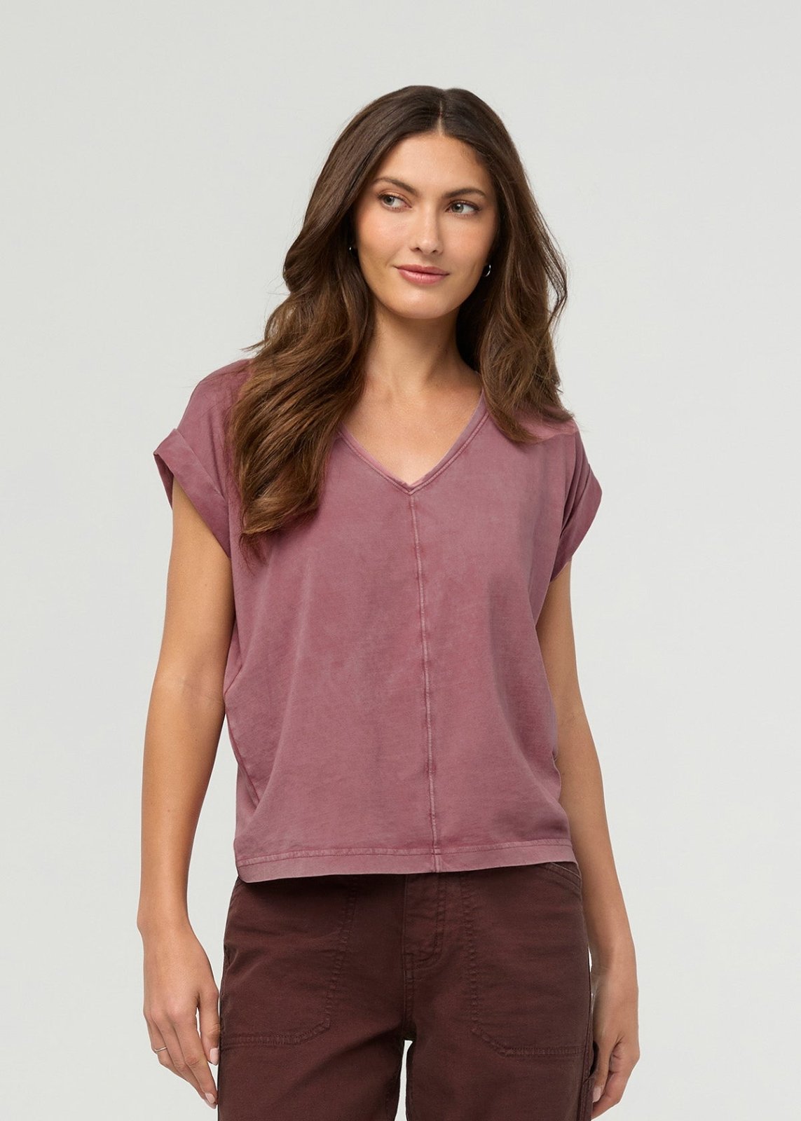 T-shirt femme « Washed Dusty Rose » 100 % coton Pima – Vue de face
