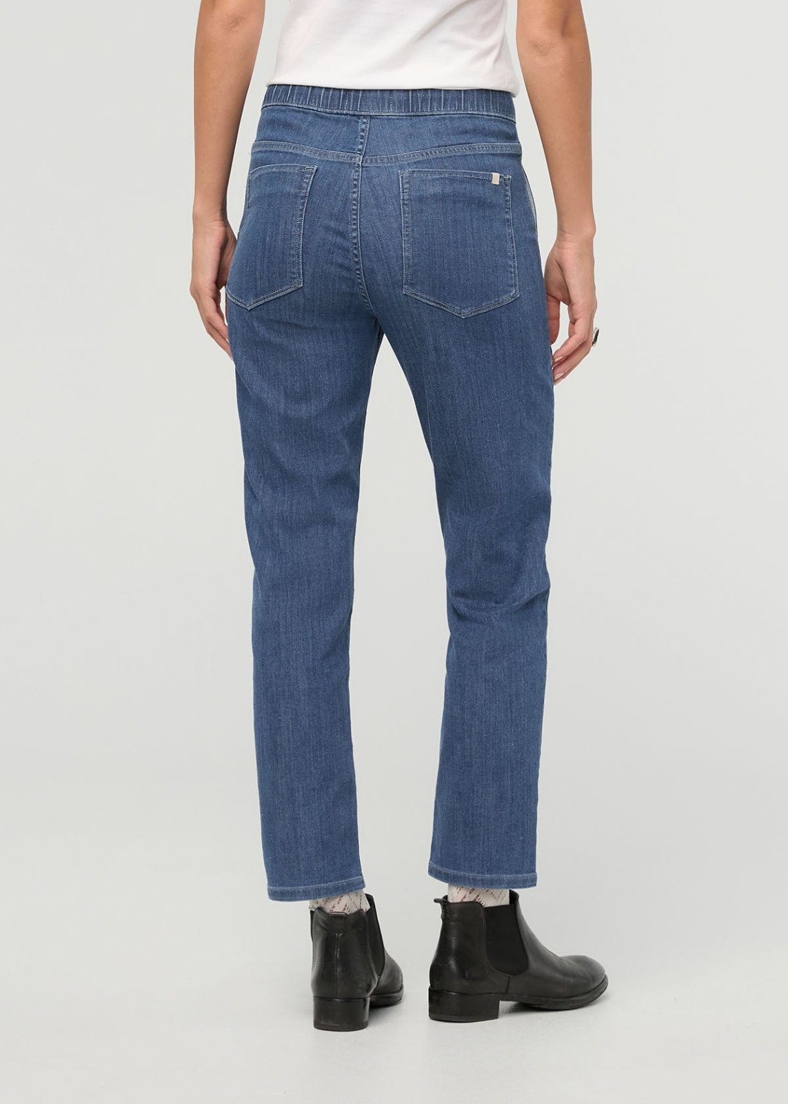 Women's Seaside Blue Relaxed Pull On Lightweight Denim Pants back