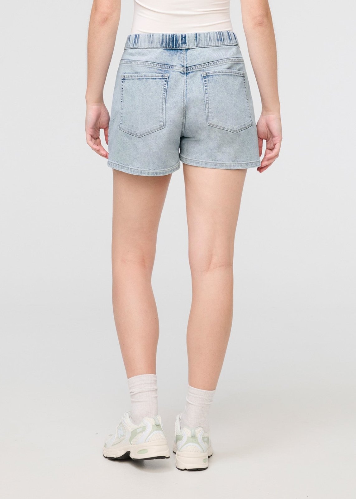 womens light blue relaxed drawstring denim short back