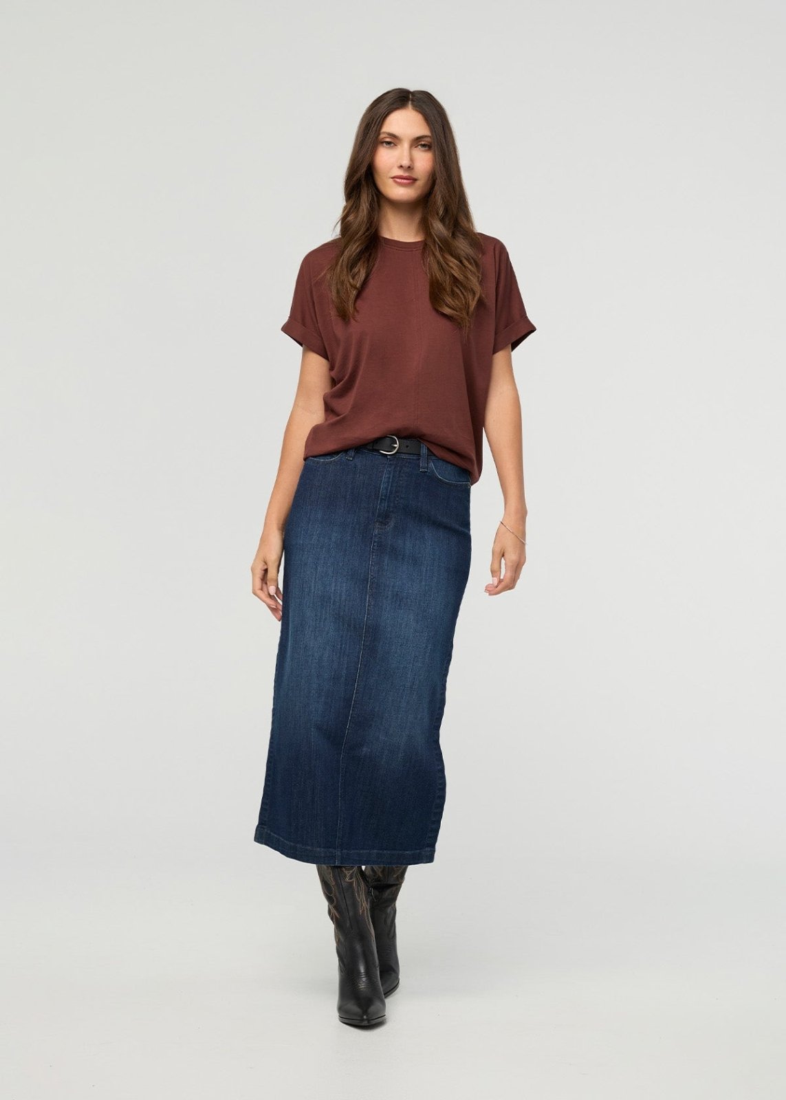 Women's Chestnut 100% Pima Cotton T-Shirt front full body
