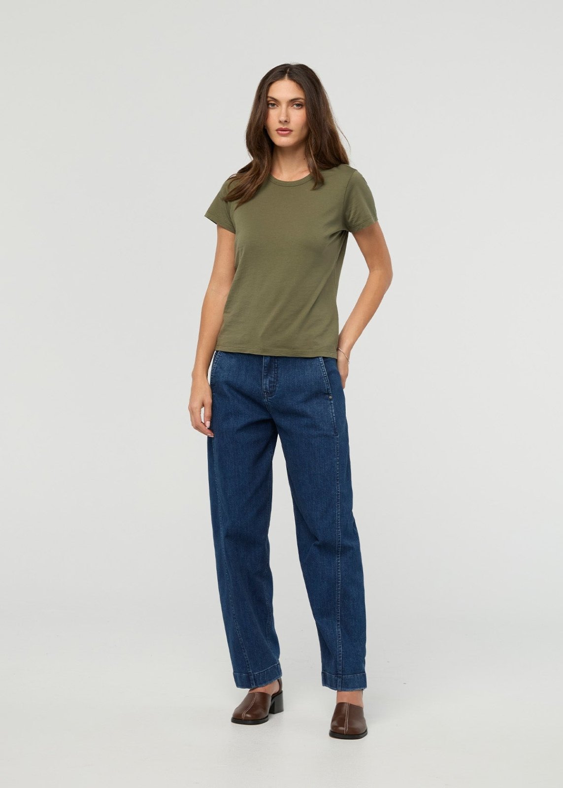 T-shirt pour femme « Kelp » 100 % coton Pima – vue de face en pied
