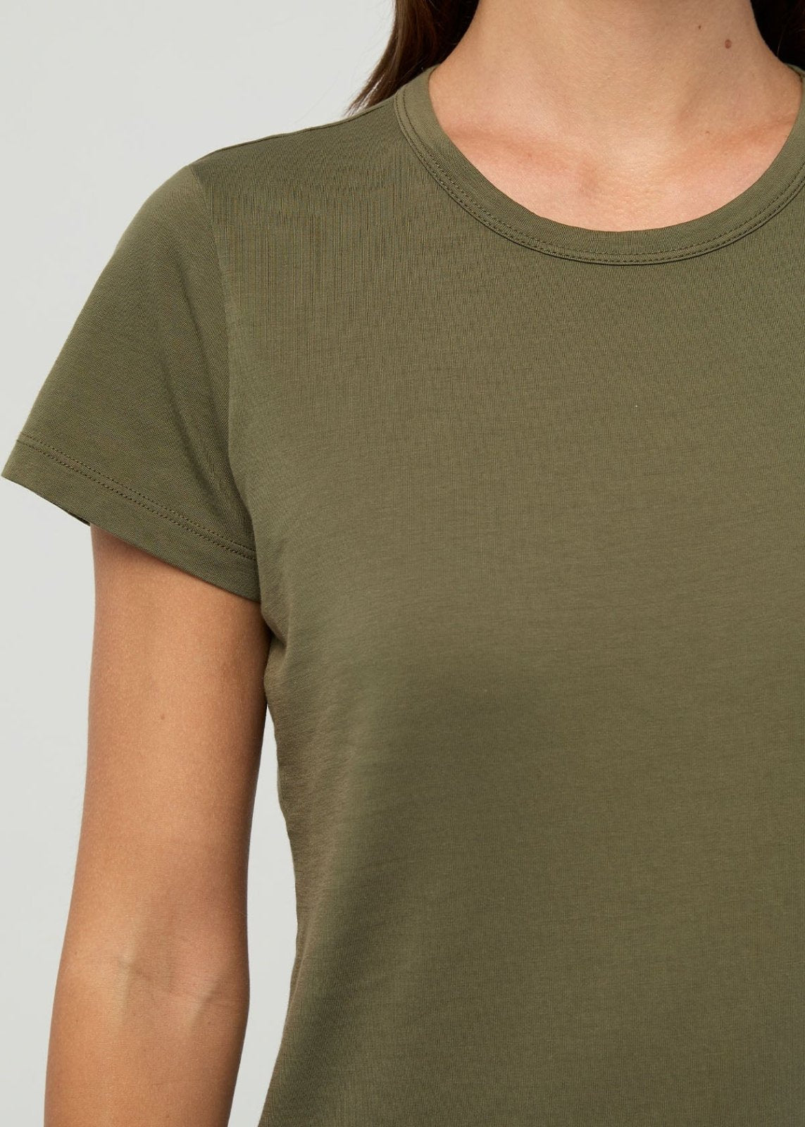 Women's Kelp 100% Pima Cotton T-Shirt front sleeve detail