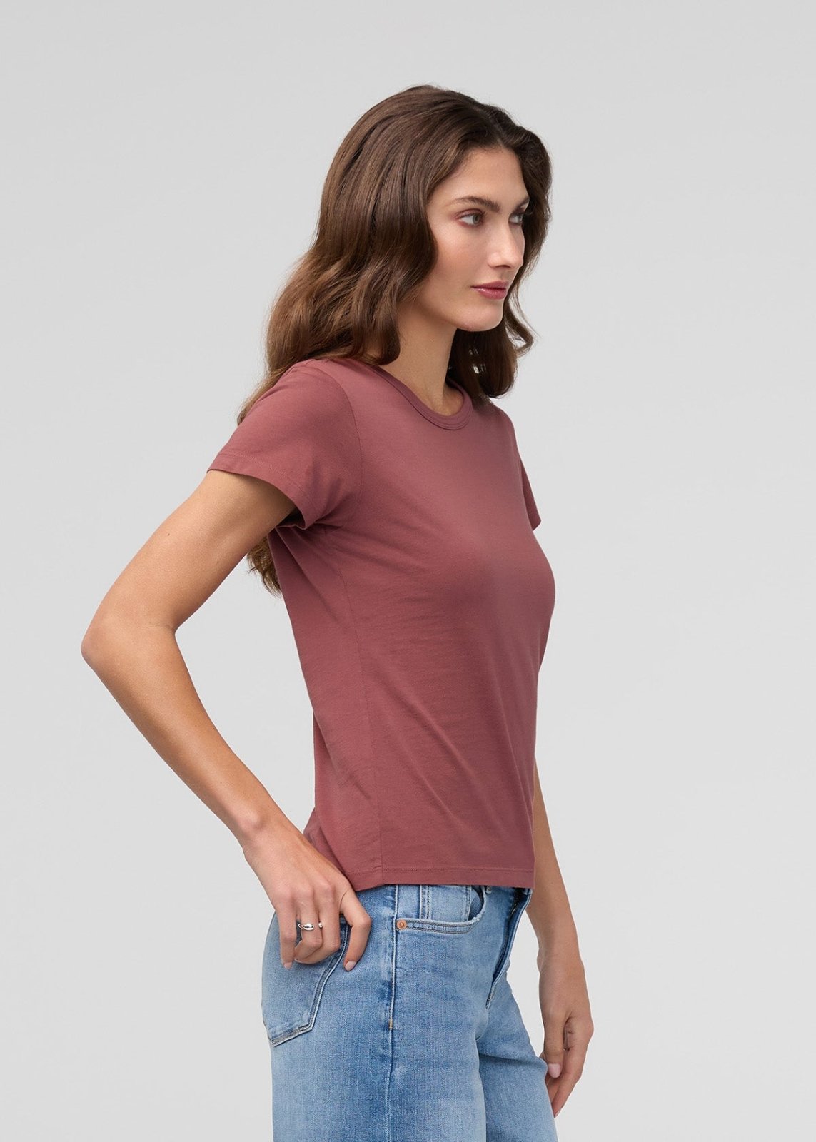 Women's Red Clay 100% Pima Cotton Fitted T-Shirt Side