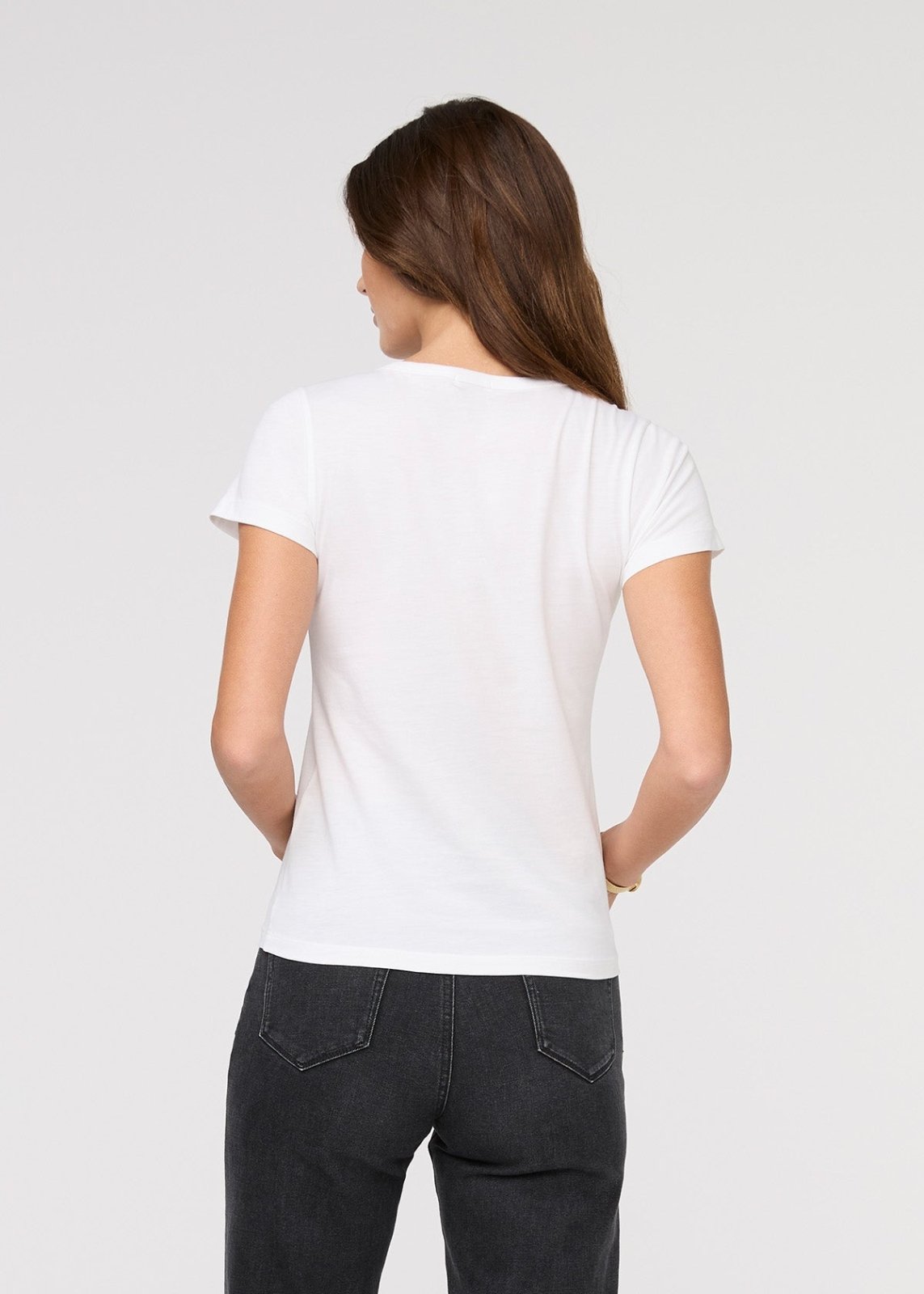 womens white 100% pima cotton fitted t-shirt back