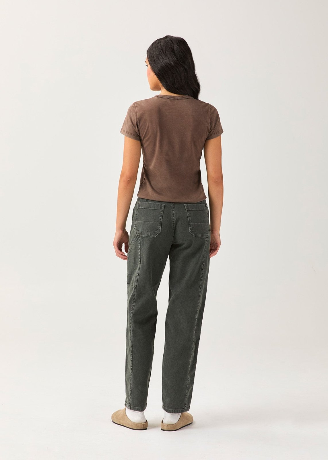 Women's Washed Espresso 100% Pima Cotton T-Shirt back full body
