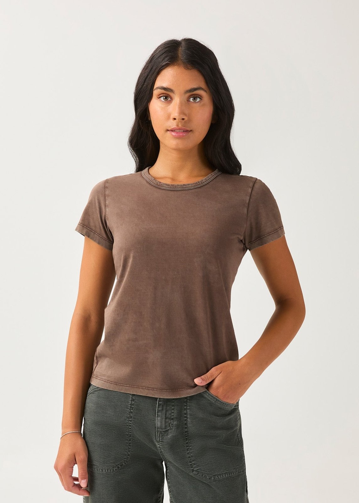 Women's Washed Espresso 100% Pima Cotton T-Shirt front
