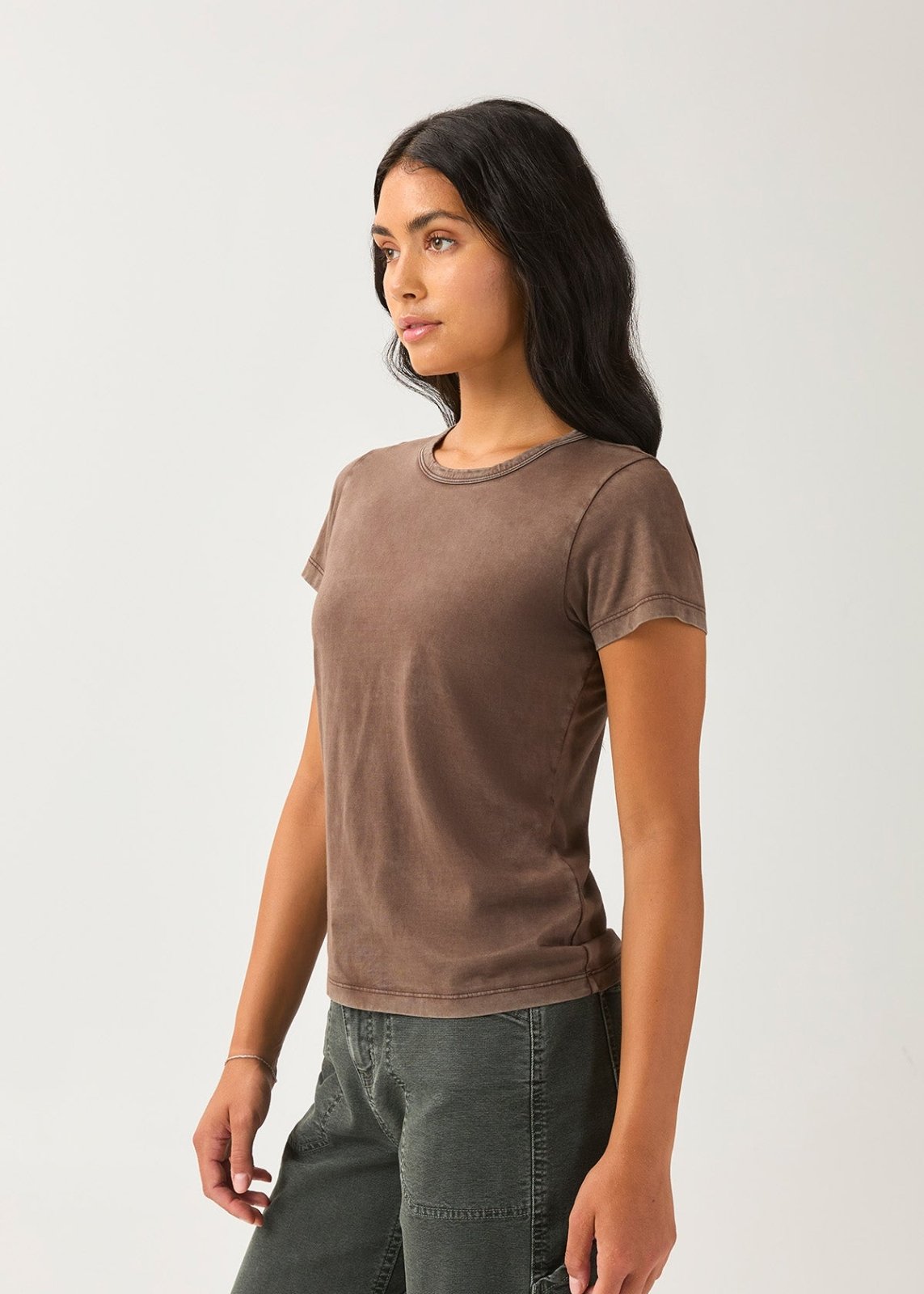 Women's Washed Espresso 100% Pima Cotton T-Shirt side