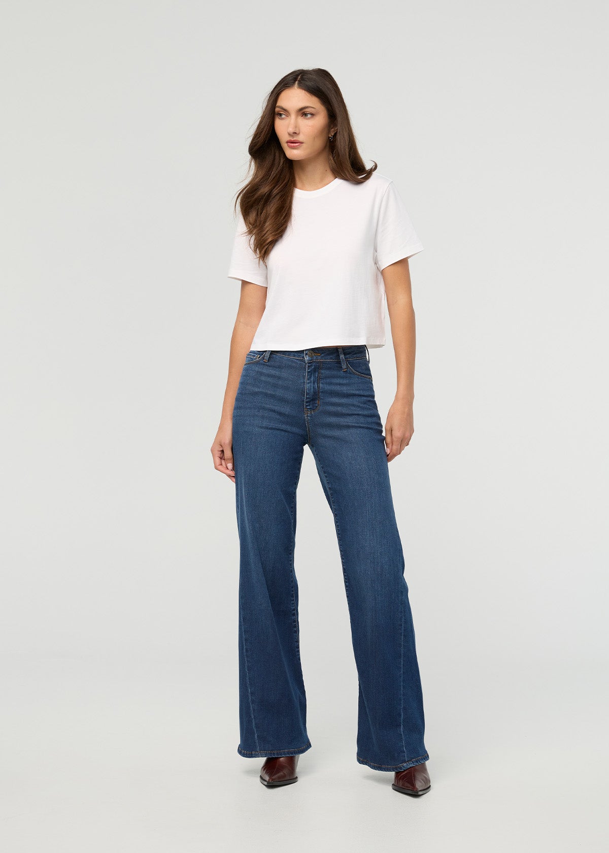 T-shirt ample blanc pour femme, 100 % coton Pima – vue de face