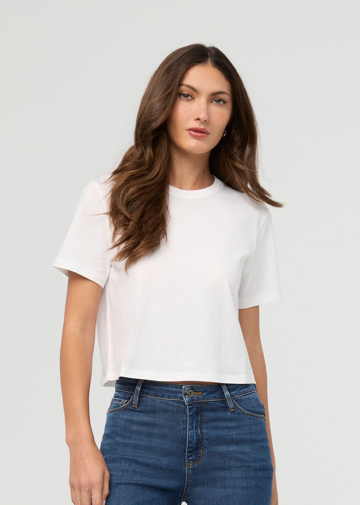 T-shirt ample pour femme, blanc, 100 % coton Pima – Vue de face