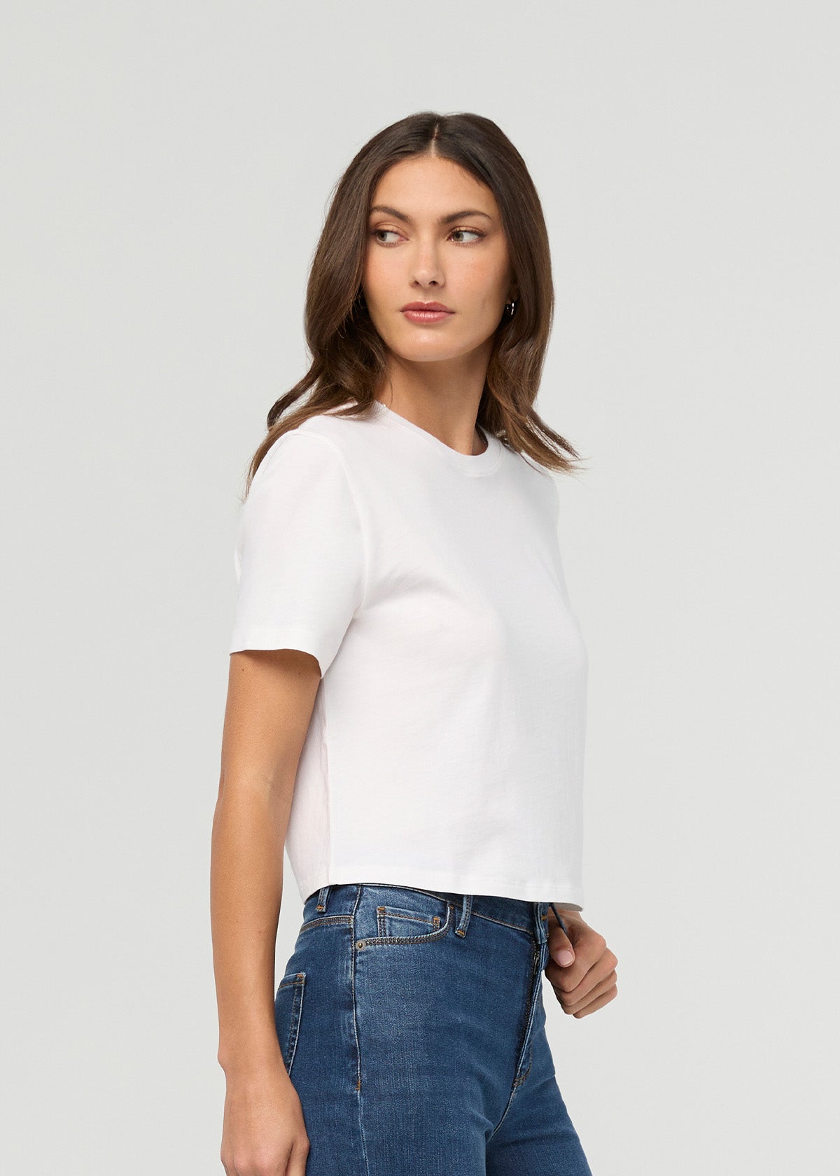 Women's White 100% Pima Cotton Boxy T-Shirt side