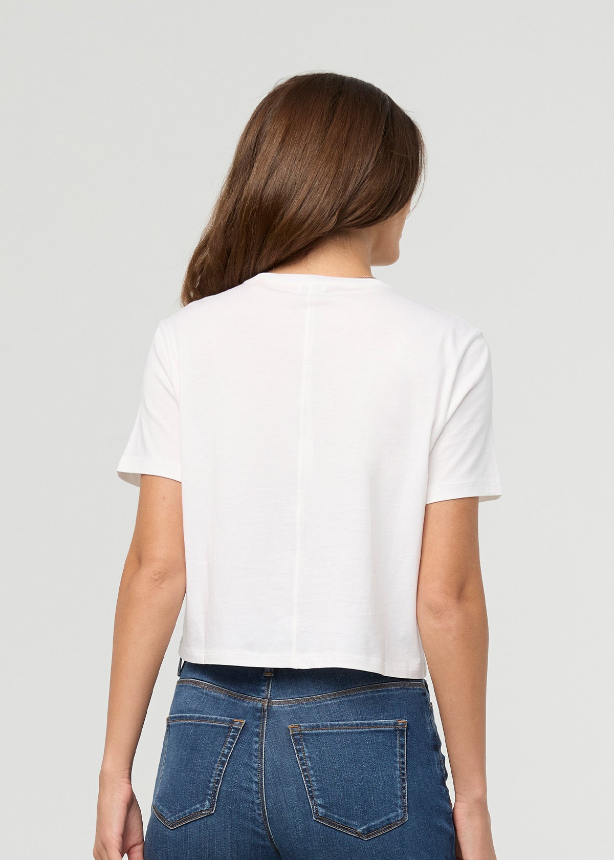 T-shirt ample blanc pour femme, 100 % coton Pima – dos