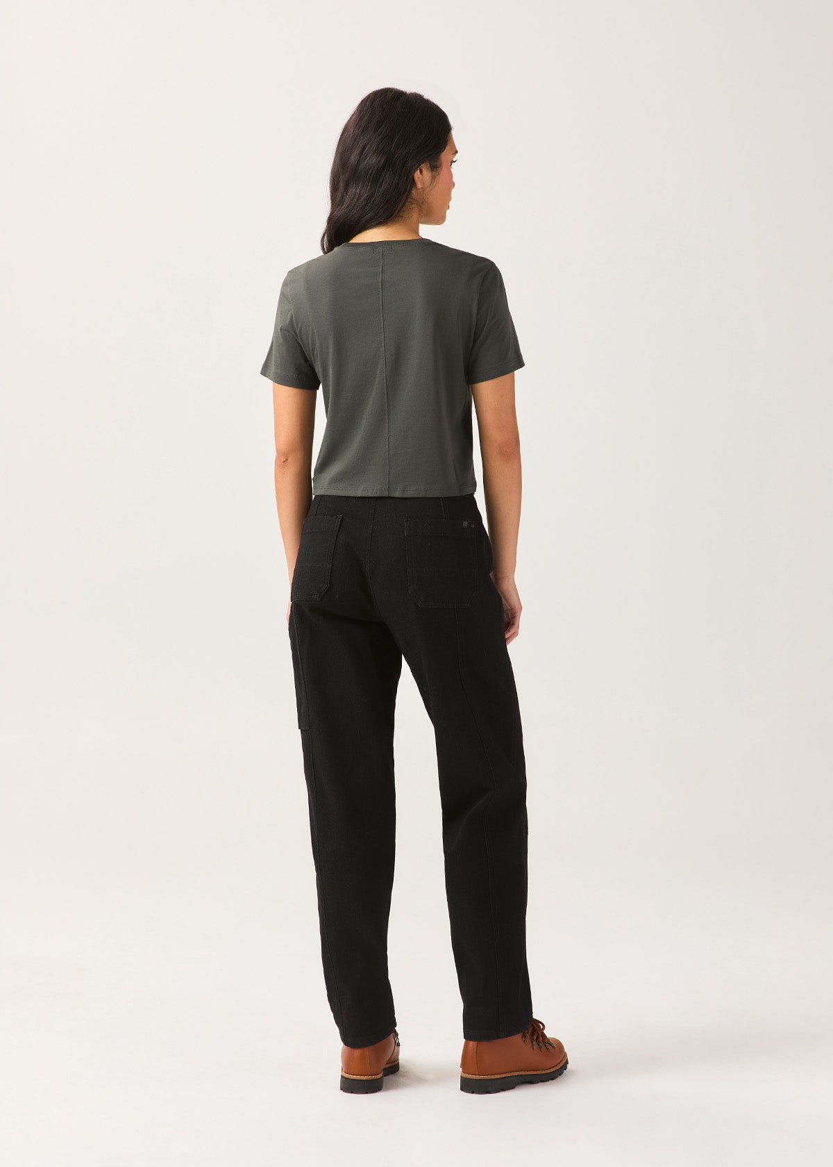 Women's Evergreen 100% Pima Cotton Boxy T-Shirt full body back