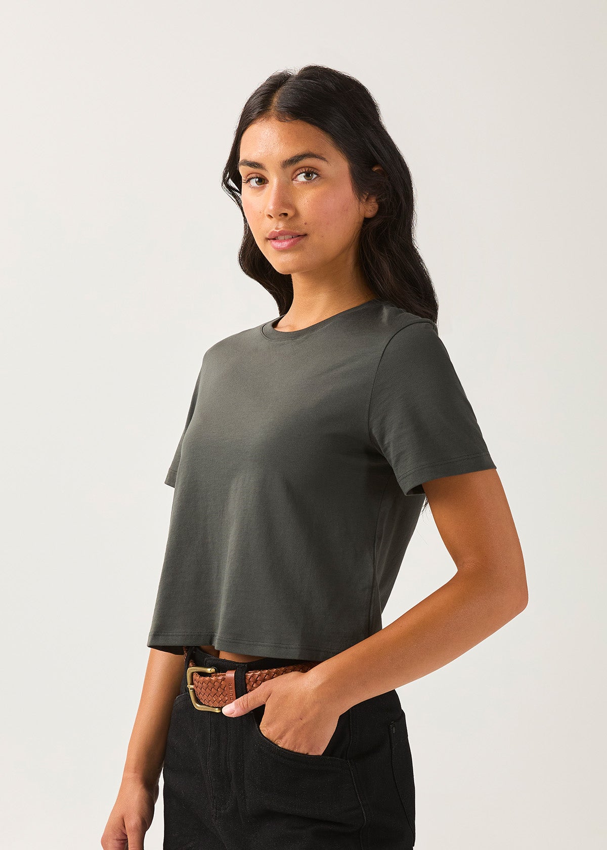 Women's Evergreen 100% Pima Cotton Boxy T-Shirt side
