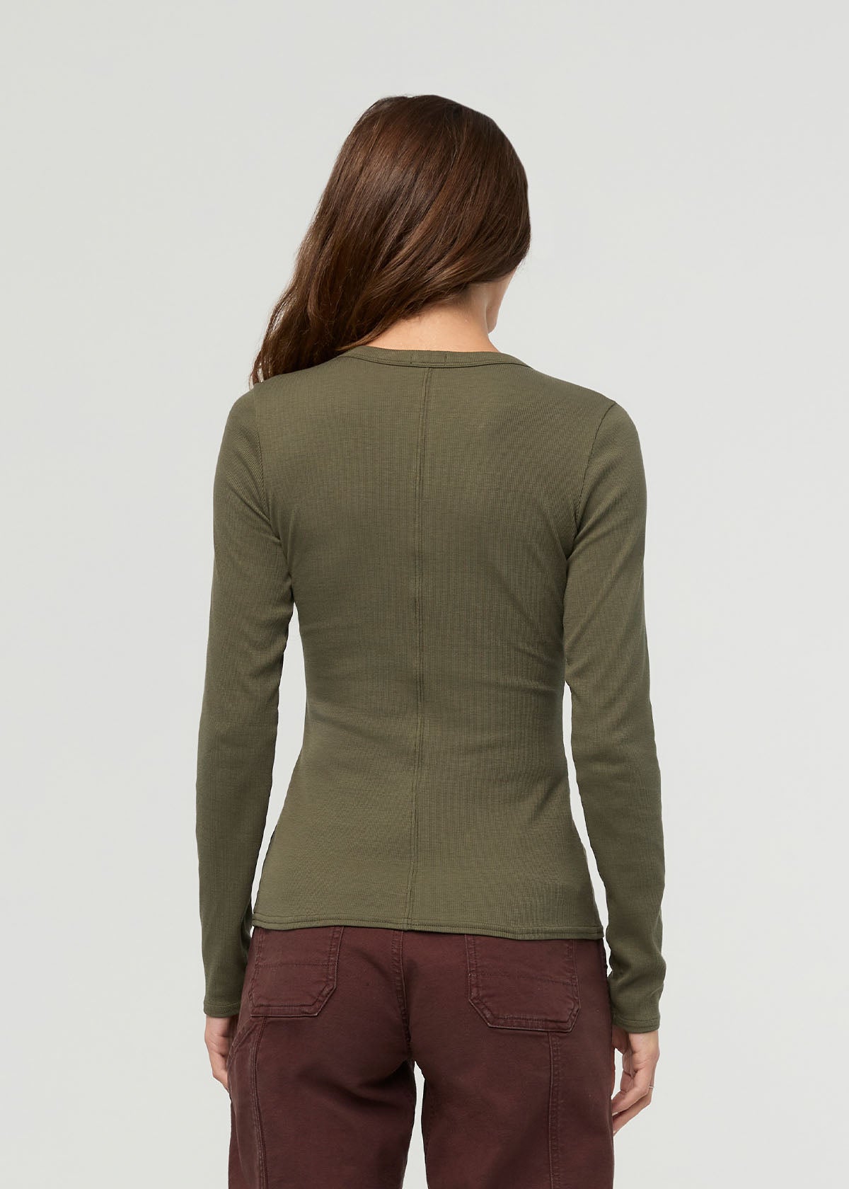 Women's Kelp Fitted Pima Cotton Henley back