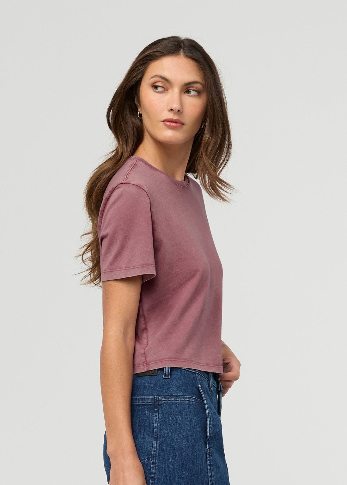 Women's Washed Dusty Rose 100% Pima Cotton Boxy T-Shirt side