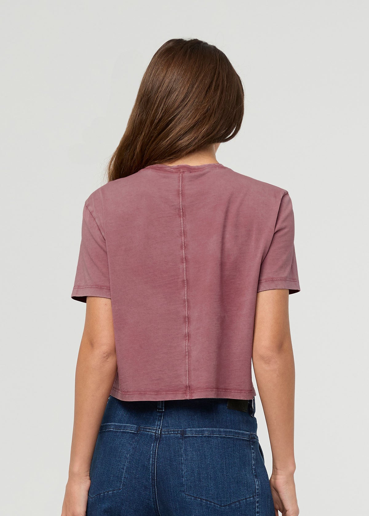 Women's Washed Dusty Rose 100% Pima Cotton Boxy T-Shirt back