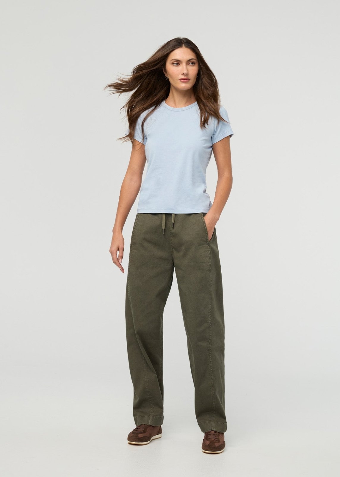 Women's Washed Glacier 100% Pima Cotton Fitted T-Shirt front full body