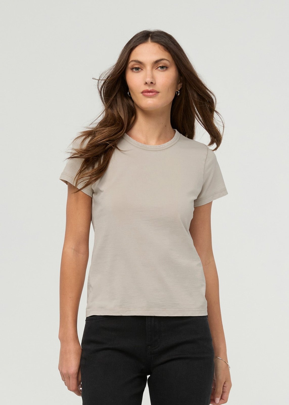 T-shirt ajusté pour femme, blanc, 100 % coton Pima – Vue de face