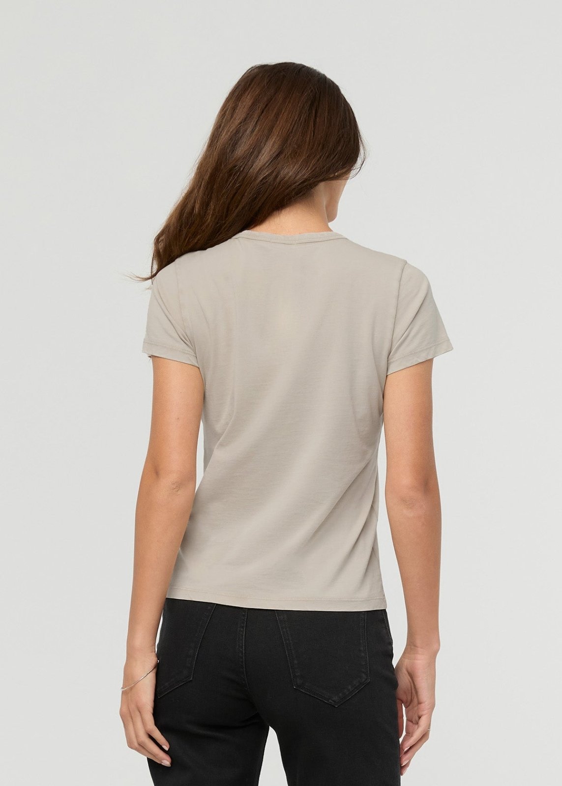 T-shirt ajusté pour femme, blanc, 100 % coton Pima – dos