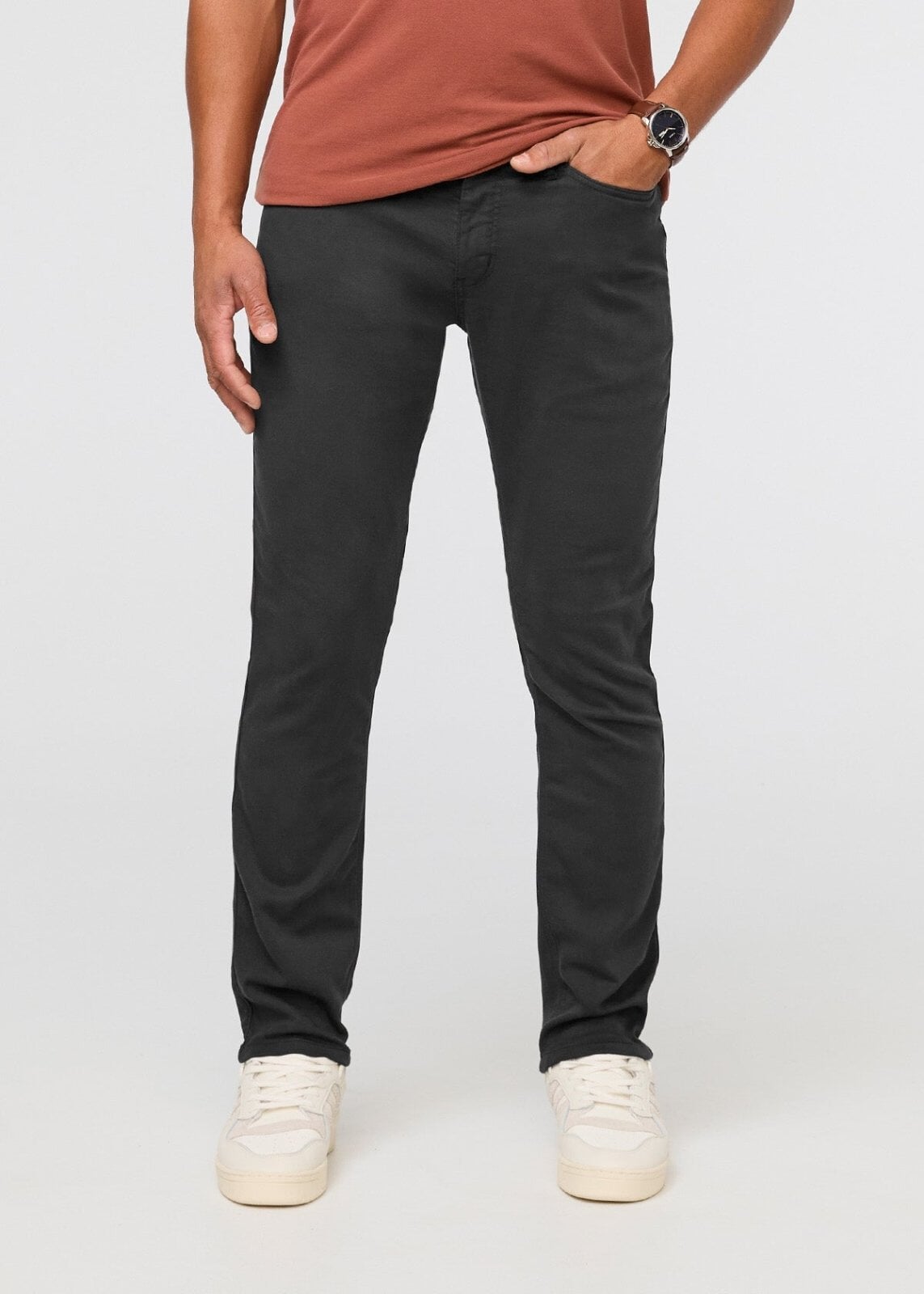 pantalon de survêtement décontracté gris foncé devant, pour homme