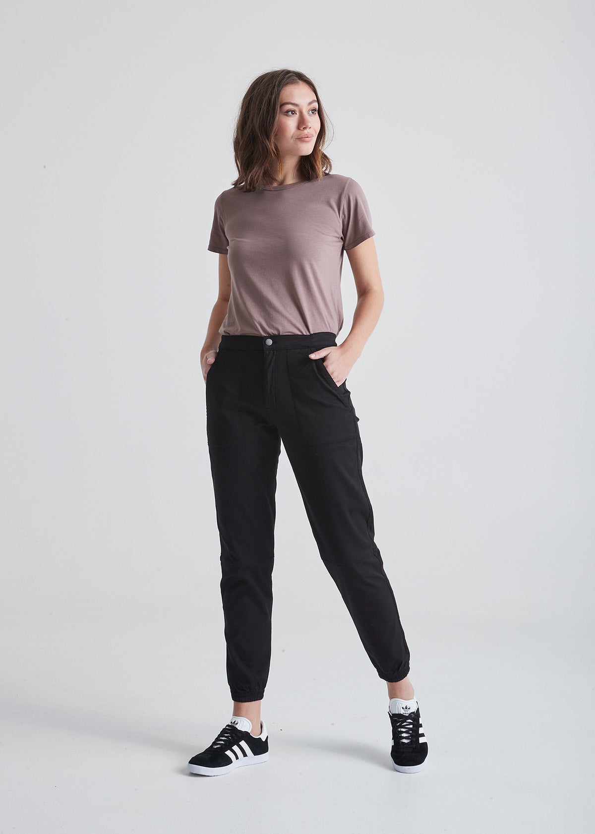 Women's High Rise Black Athletic Jogger Full Body